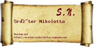 Sréter Nikoletta névjegykártya