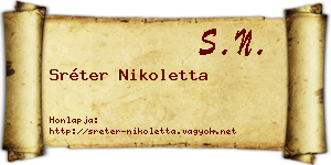 Sréter Nikoletta névjegykártya